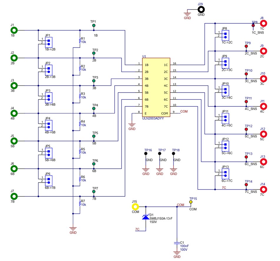 Schematic - Texas Instruments ULN2003ADYYEVM Evaluation Module